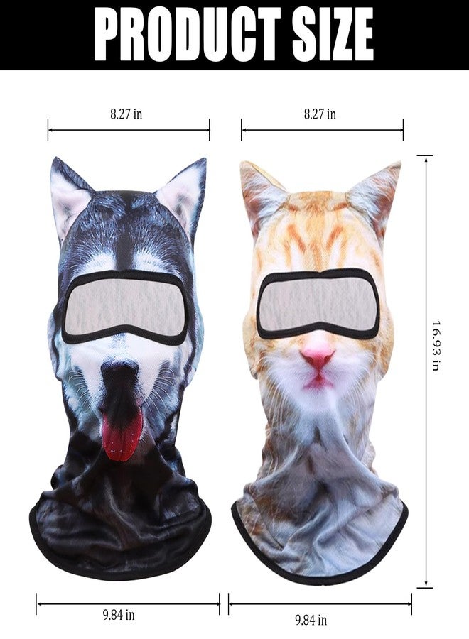 TOAINRSI 3D Cat Ski Balaclava Sheisty Face Mask with Ears,Animal Ski Mask, for Music Festivals Raves Halloween Party Outdoor Activities (Cat-Dog 2 Sets) Yellow - Image 2